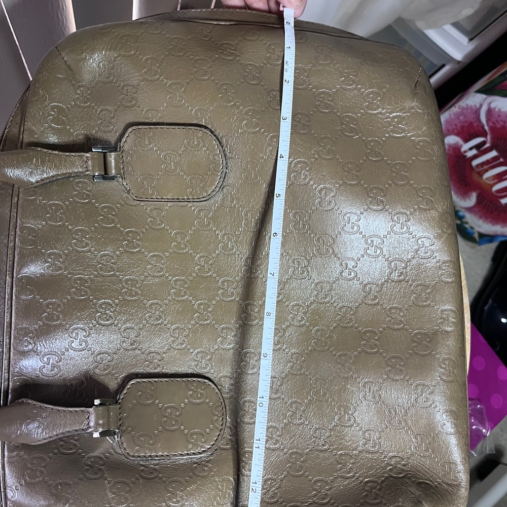 Gucci GG Supreme Briefcase Olive Green Leather broken zipper pull - Picture 17 of 17